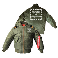 Thumbnail for Custom 2 LOGOS & Epaulettes Children Bomber Jackets