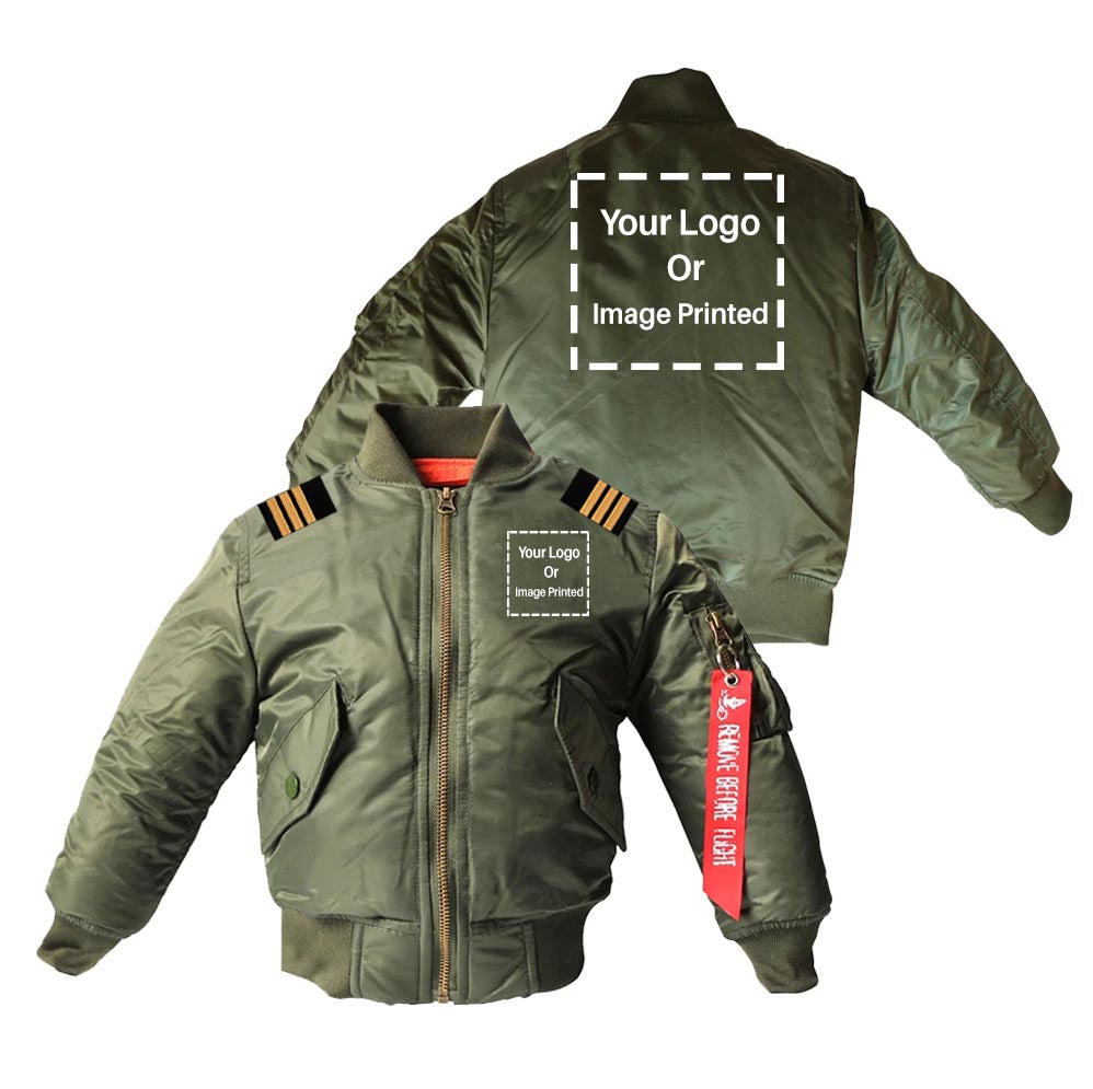 Custom 2 LOGOS & Epaulettes Children Bomber Jackets