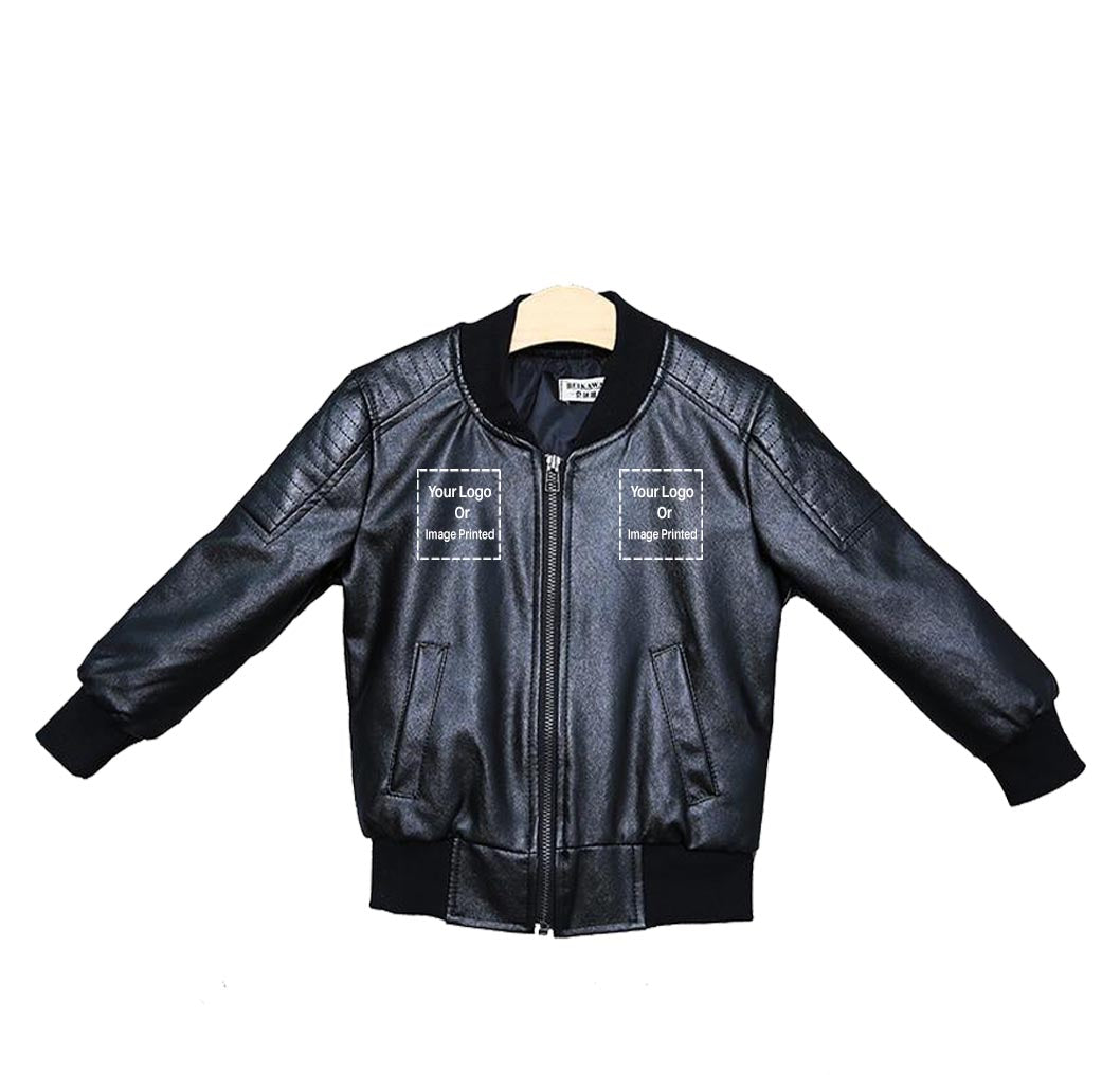 Custom 2 LOGOS Designed Children Leather Jackets