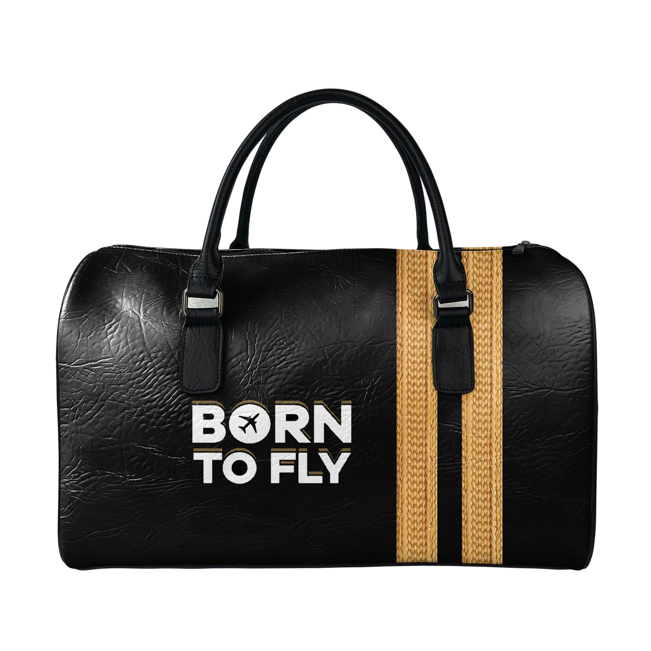 Born To Fly & Pilot Epaulettes (4,3,2 Lines) Designed Leather Travel Bag
