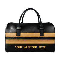 Thumbnail for Name & Golden Pilot Epaulettes (4,3,2 Lines) Designed Leather Travel Bag