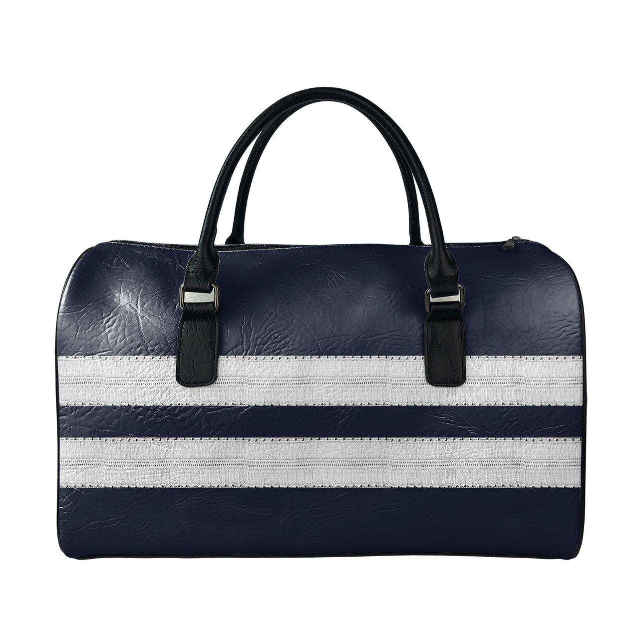 Name & Silver Pilot Epaulettes (4,3,2 Lines) Designed Leather Travel Bag