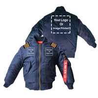 Thumbnail for Custom 3 LOGOS & Epaulettes Children Bomber Jackets