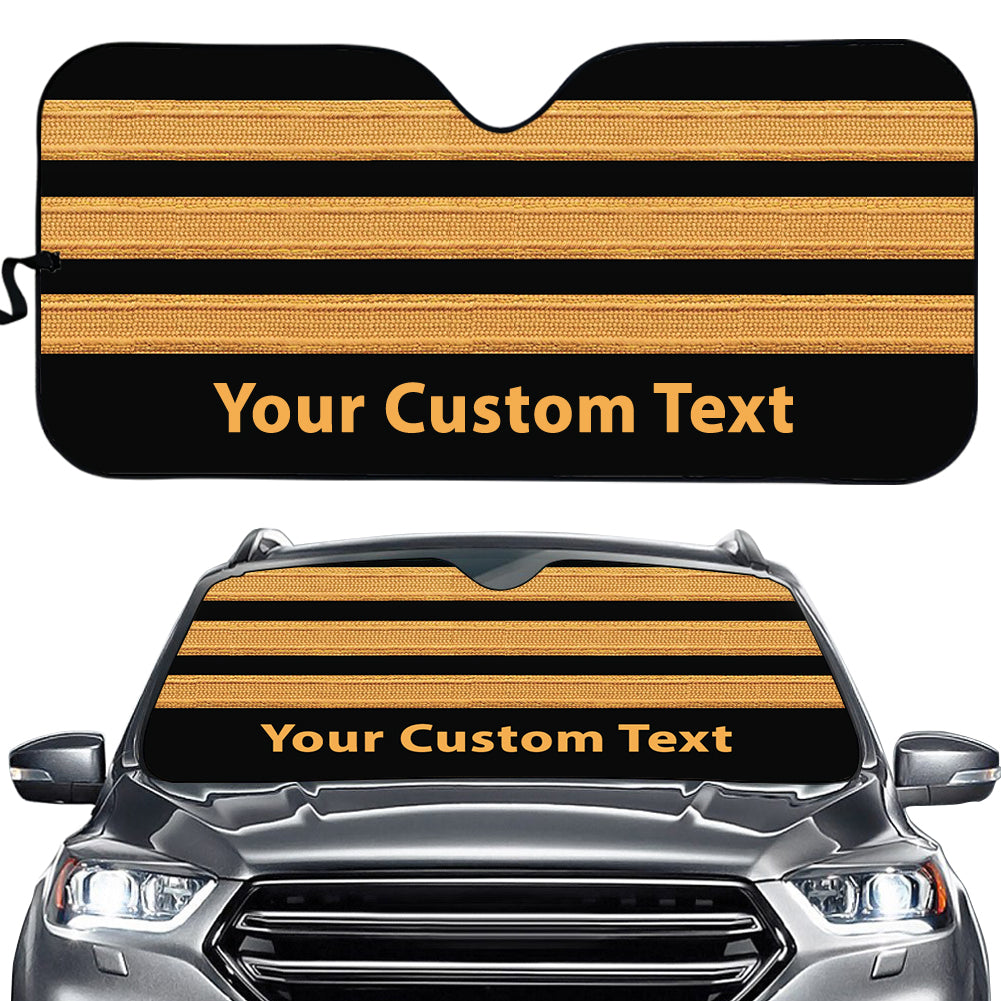 Name & Golden Pilot Epaulettes (4,3,2 Lines) Designed Car Sun Shade