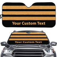 Thumbnail for Name & Golden Pilot Epaulettes (4,3,2 Lines) Designed Car Sun Shade