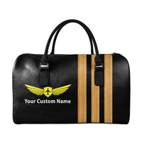 Thumbnail for Name & Badge & Golden Special Pilot Epaulettes (4,3,2 Lines) Designed Leather Travel Bag