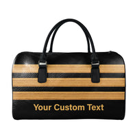 Thumbnail for Name & Golden Pilot Epaulettes (4,3,2 Lines) Designed Leather Travel Bag