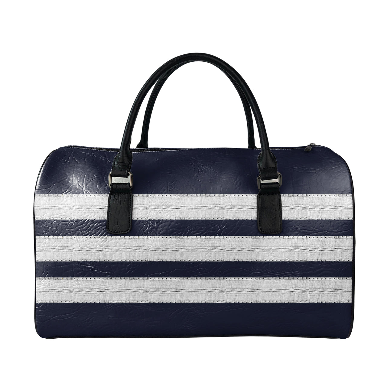 Name & Silver Pilot Epaulettes (4,3,2 Lines) Designed Leather Travel Bag