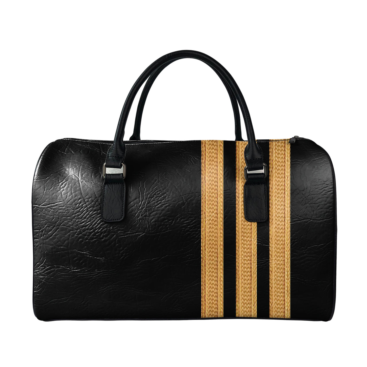 Special Golden Epaulettes (4,3,2 Lines) Designed Leather Travel Bag