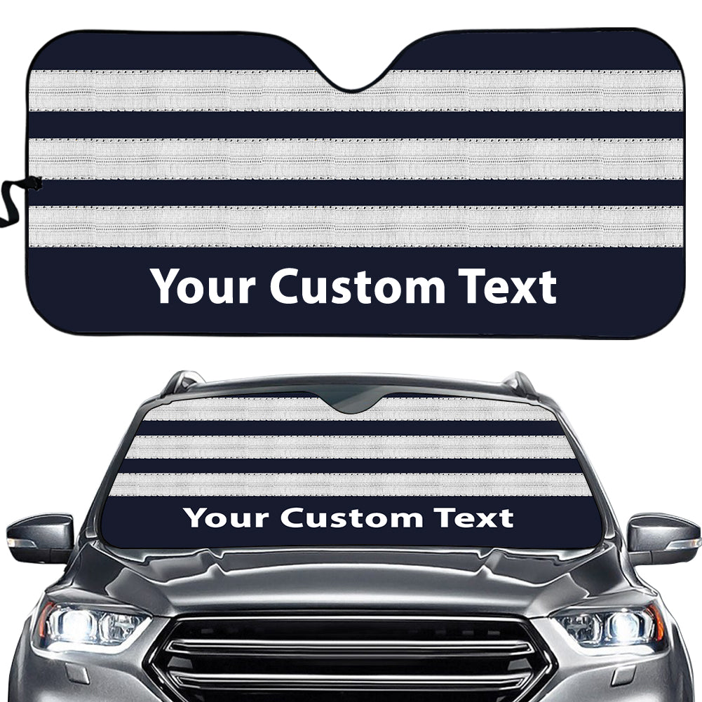 Name & Silver Pilot Epaulettes (4,3,2 Lines) Designed Car Sun Shade