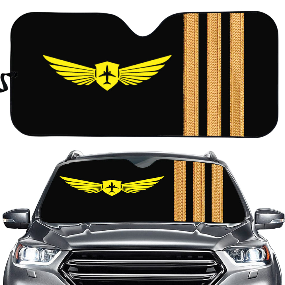 Badge & Golden Epaulettes (4,3,2 Lines) Designed Car Sun Shade