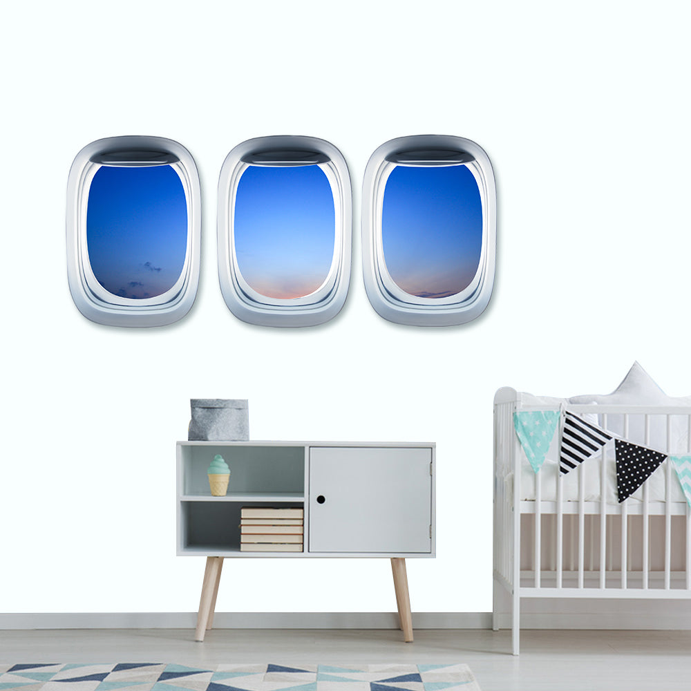 Airplane Window &  Clear Blue Sky View Printed Wall Window Stickers