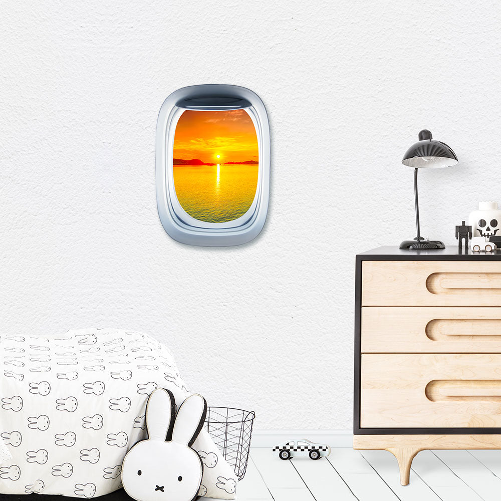 Airplane Window &  Sunrise Printed Wall Window Stickers