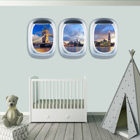 Thumbnail for Airplane Window & Tower Bridge London View Printed Wall Window Stickers
