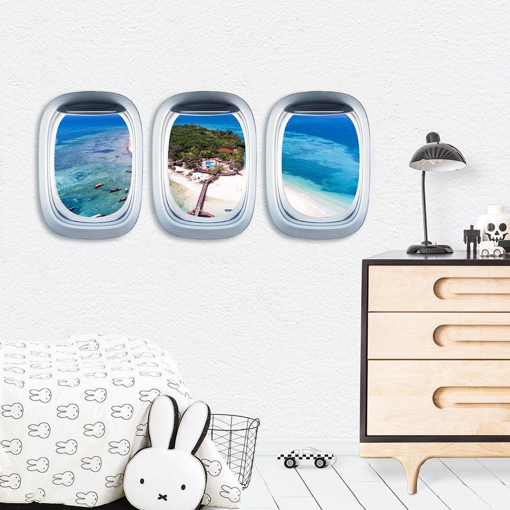 Airplane Window & Zanzibar View Printed Wall Window Stickers