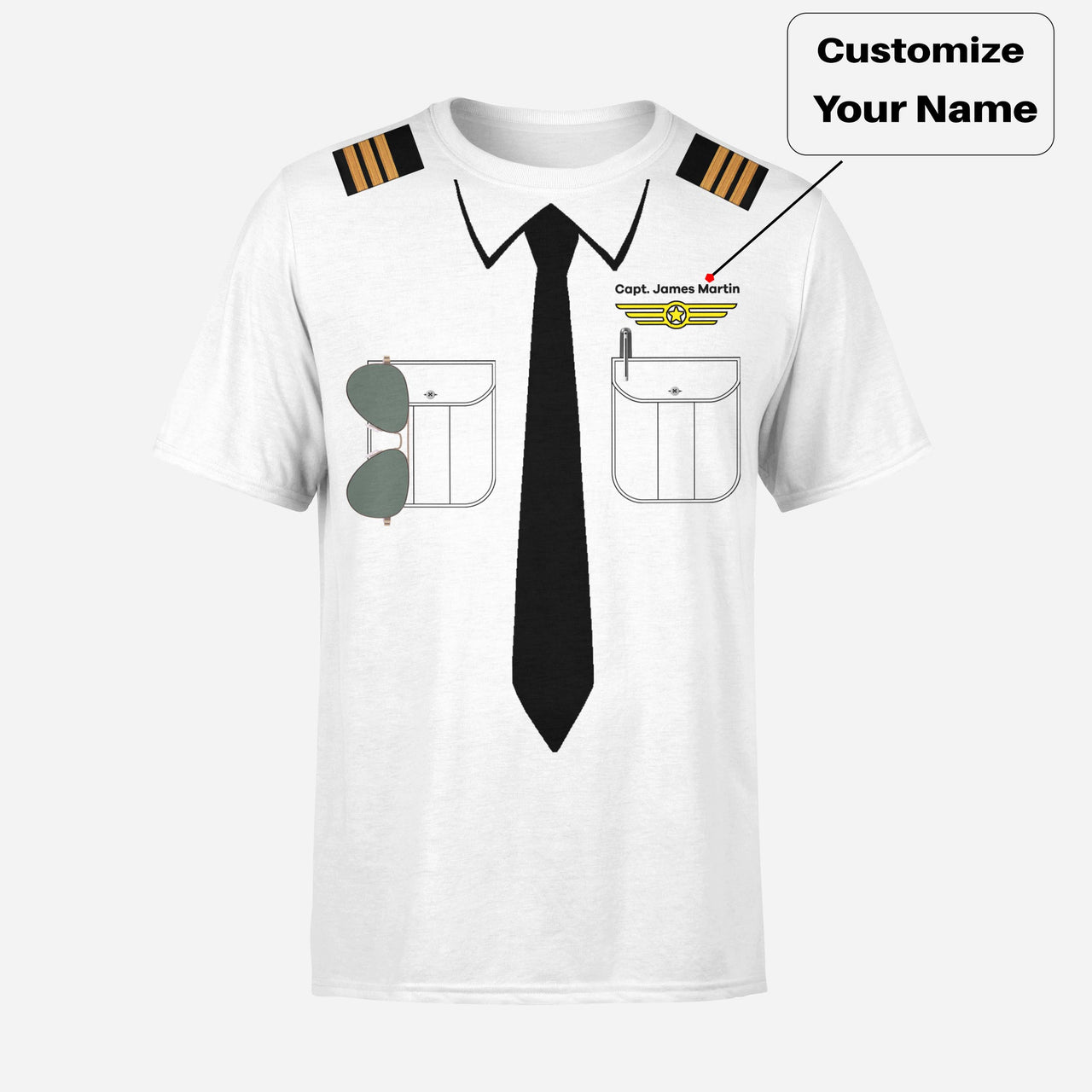 Customizable Pilot Uniform (Badge 2) Designed 3D T-Shirts