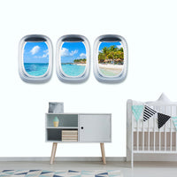 Thumbnail for Airplane Window & Akumal Beach View Printed Wall Window Stickers