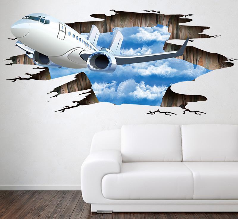 3D Airplane & Sky Designed Floor & Wall Sticker