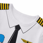 3D Captain Pilot Uniform Designed Baby T-Shirt & Short Pants
