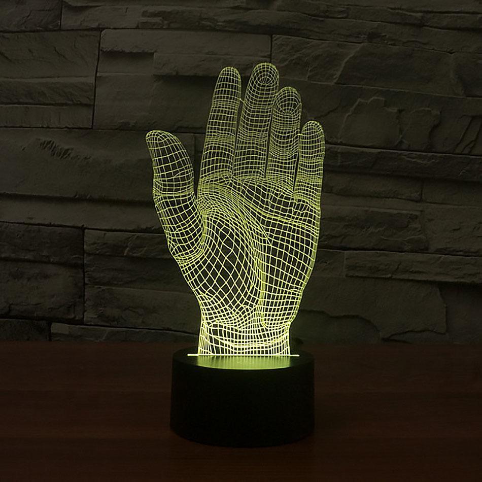 3D Illusion Hand Shape Designed Night Lamp