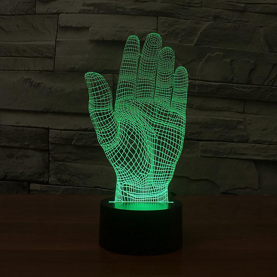 3D Illusion Hand Shape Designed Night Lamp