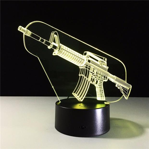 3D Machine Gun Designed Night Lamp