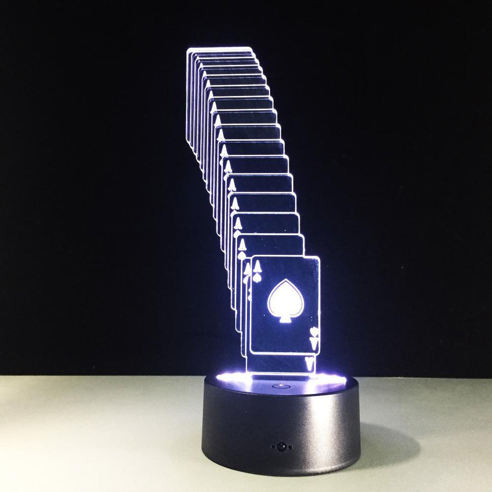 3D Poker Cards Designed Night Lamp