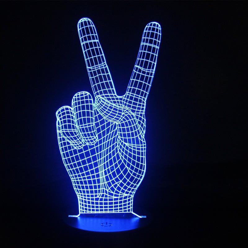 3D Victory & Peace Sign Designed Night Lamp