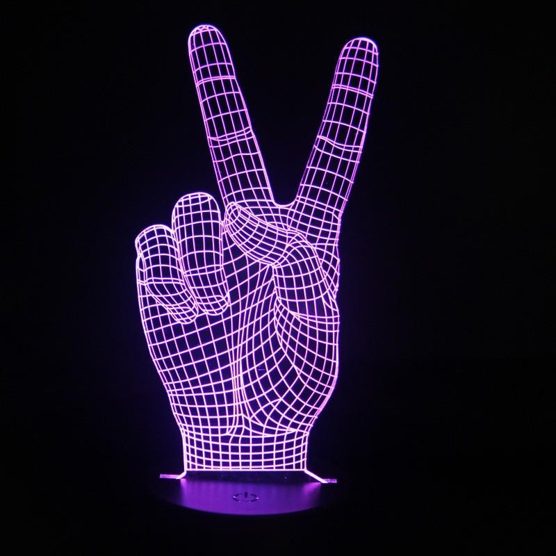 3D Victory & Peace Sign Designed Night Lamp