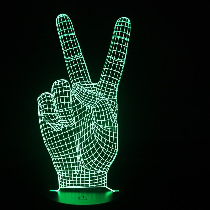 3D Victory & Peace Sign Designed Night Lamp