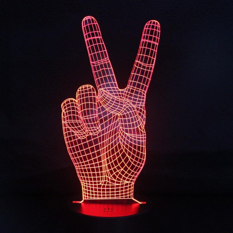 3D Victory & Peace Sign Designed Night Lamp