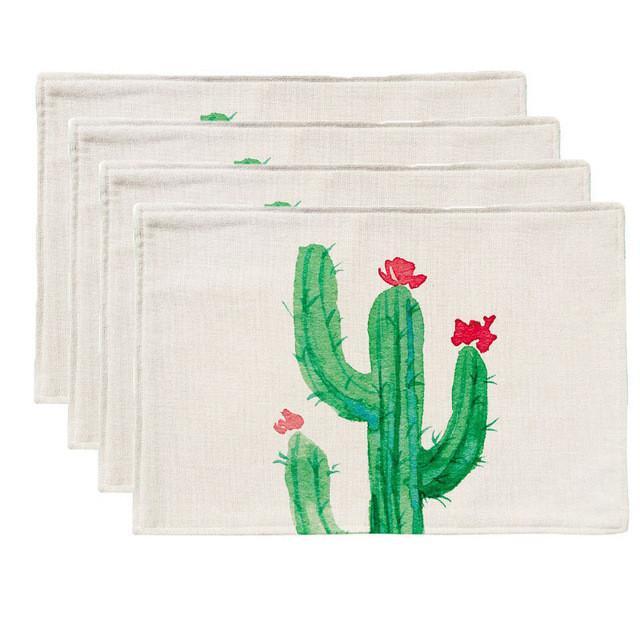 4 Pieces American Style Green Cactus Placemats (42*32cm)