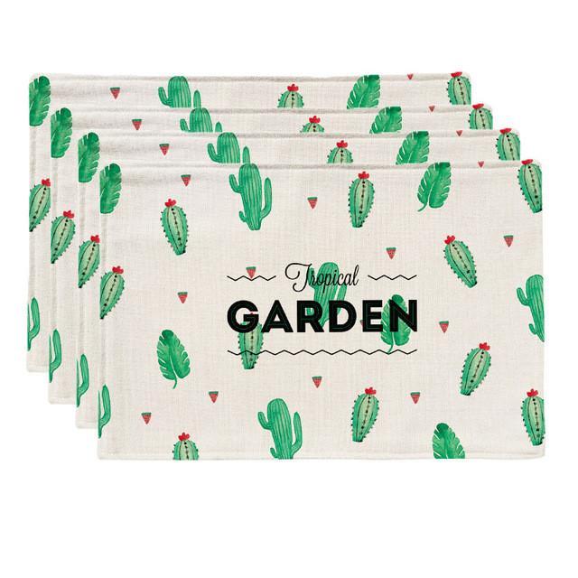 4 Pieces American Style Green Cactus Placemats (42*32cm)