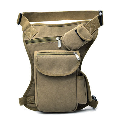 Pilot Canvas Waist Bag — Leg Strap Travel Pouch in khaki
