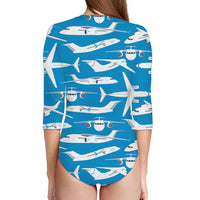 Thumbnail for Big Airplanes Designed Deep V Swim Bodysuits
