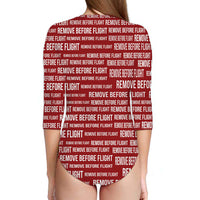 Thumbnail for Remove Before Flight 3-Red Designed Deep V Swim Bodysuits