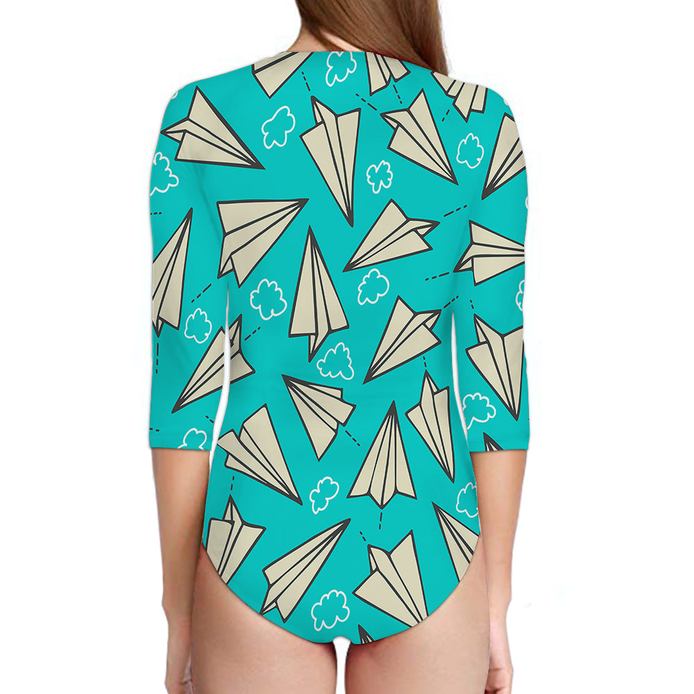 Super Cool Paper Airplanes Designed Deep V Swim Bodysuits