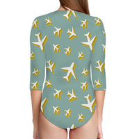 Thumbnail for Mixed Size Airplanes Designed Deep V Swim Bodysuits
