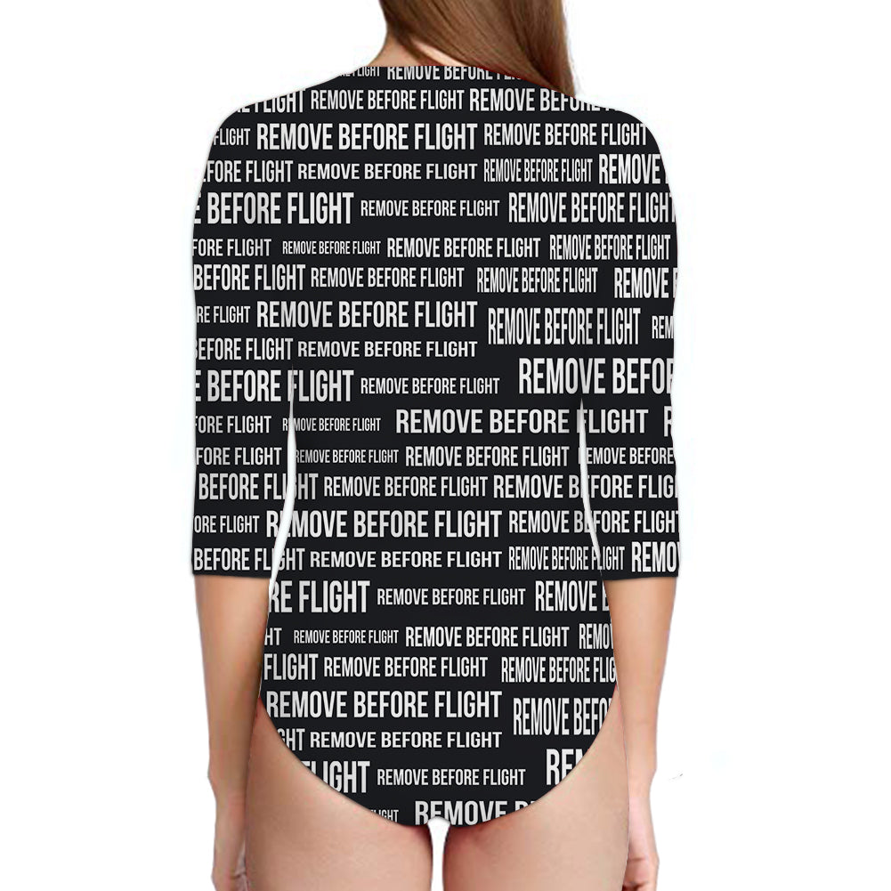 Remove Before Flight 3-Black Designed Deep V Swim Bodysuits