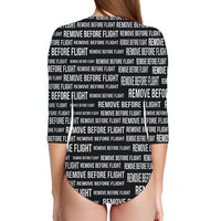 Thumbnail for Remove Before Flight 3-Black Designed Deep V Swim Bodysuits