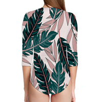 Thumbnail for Seamless Palm Leafs Designed Deep V Swim Bodysuits