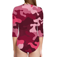 Thumbnail for Military Camouflage Red Designed Deep V Swim Bodysuits
