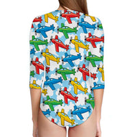 Thumbnail for Funny Airplanes Designed Deep V Swim Bodysuits