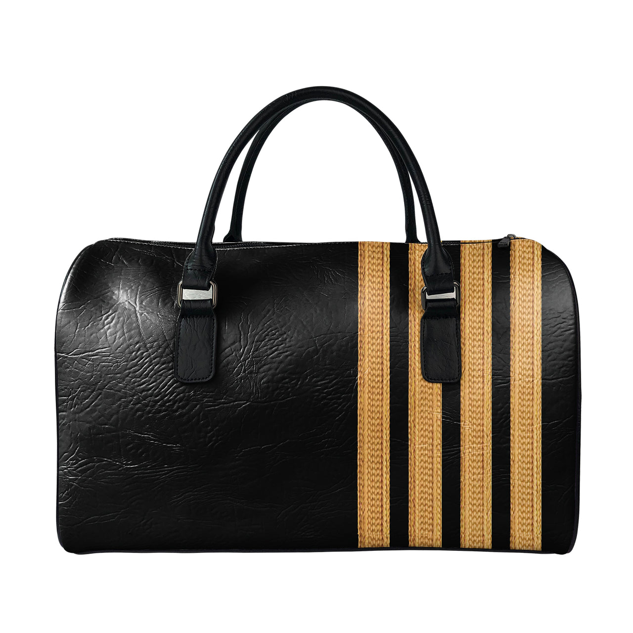 Special Golden Epaulettes (4,3,2 Lines) Designed Leather Travel Bag