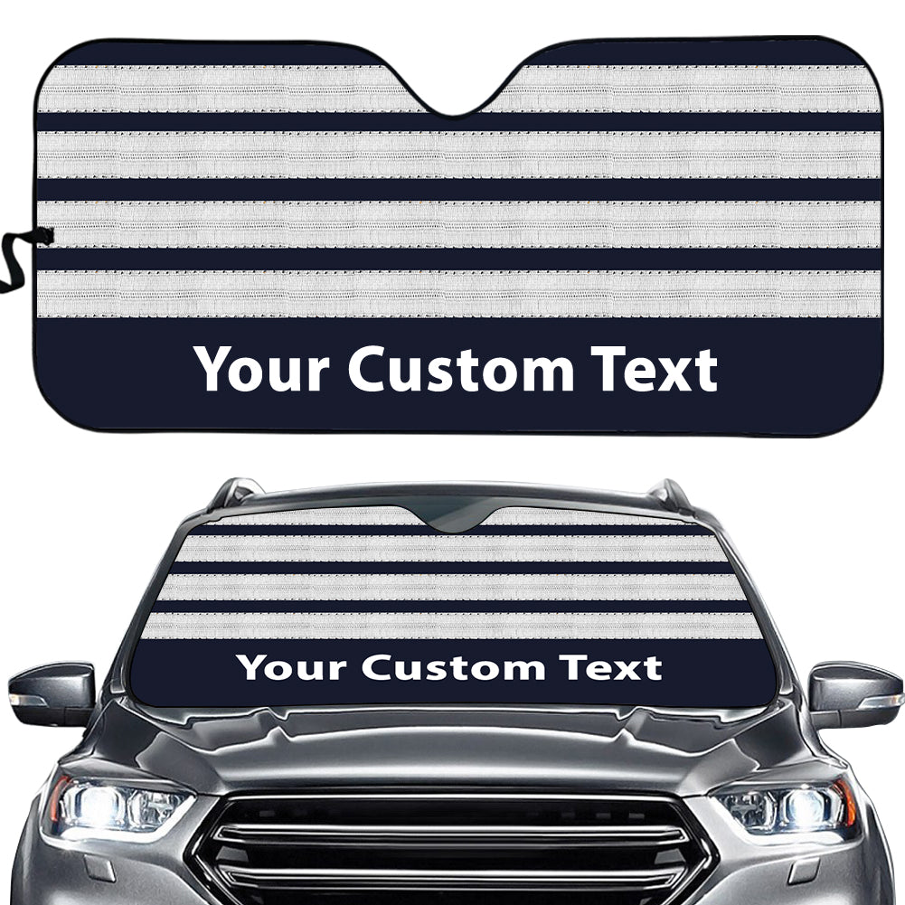 Name & Silver Pilot Epaulettes (4,3,2 Lines) Designed Car Sun Shade