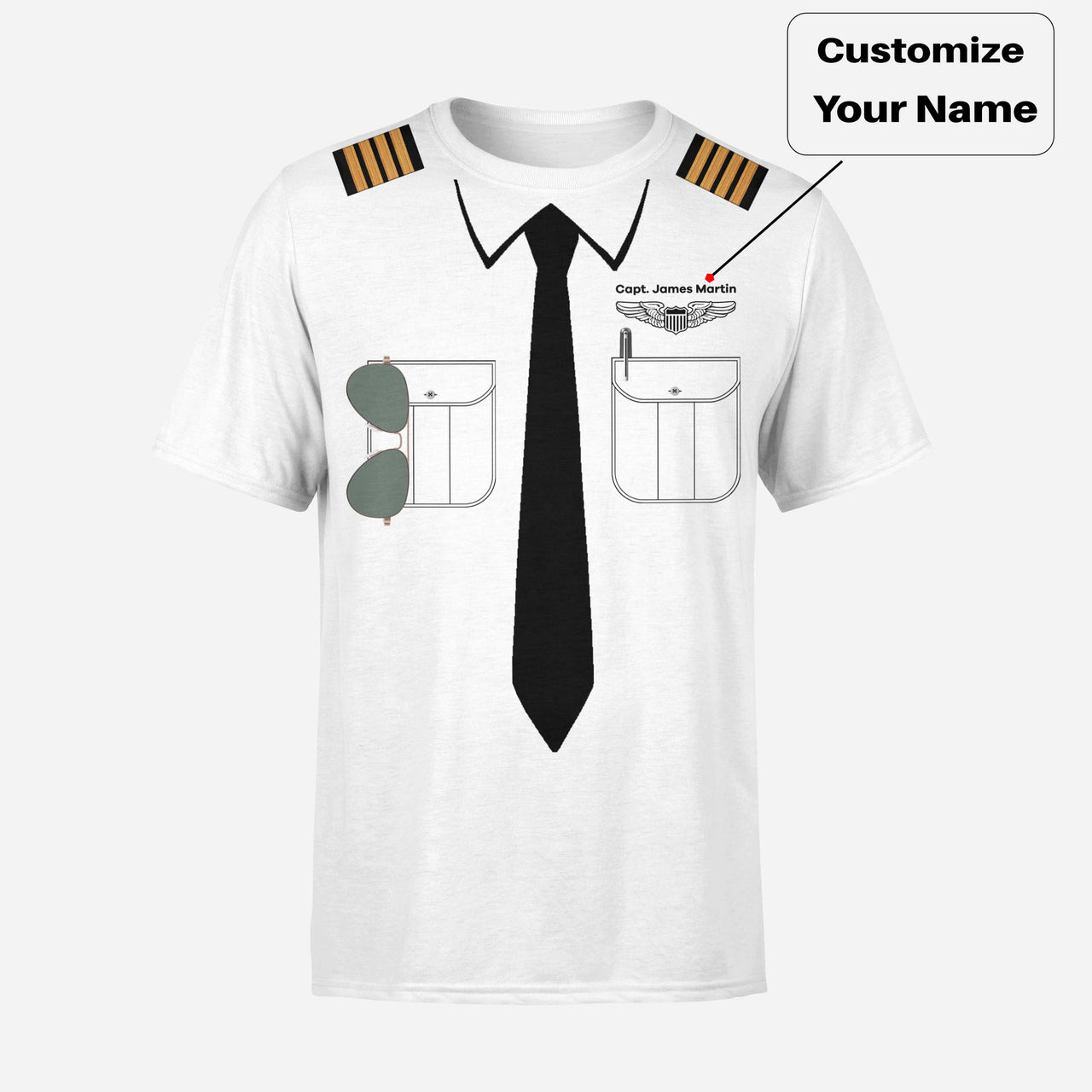 Customizable Pilot Uniform (Badge 1) Designed T-Shirts