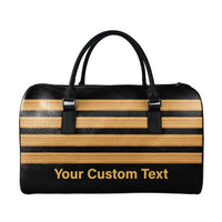 Thumbnail for Name & Golden Pilot Epaulettes (4,3,2 Lines) Designed Leather Travel Bag