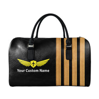Thumbnail for Name & Badge & Golden Special Pilot Epaulettes (4,3,2 Lines) Designed Leather Travel Bag