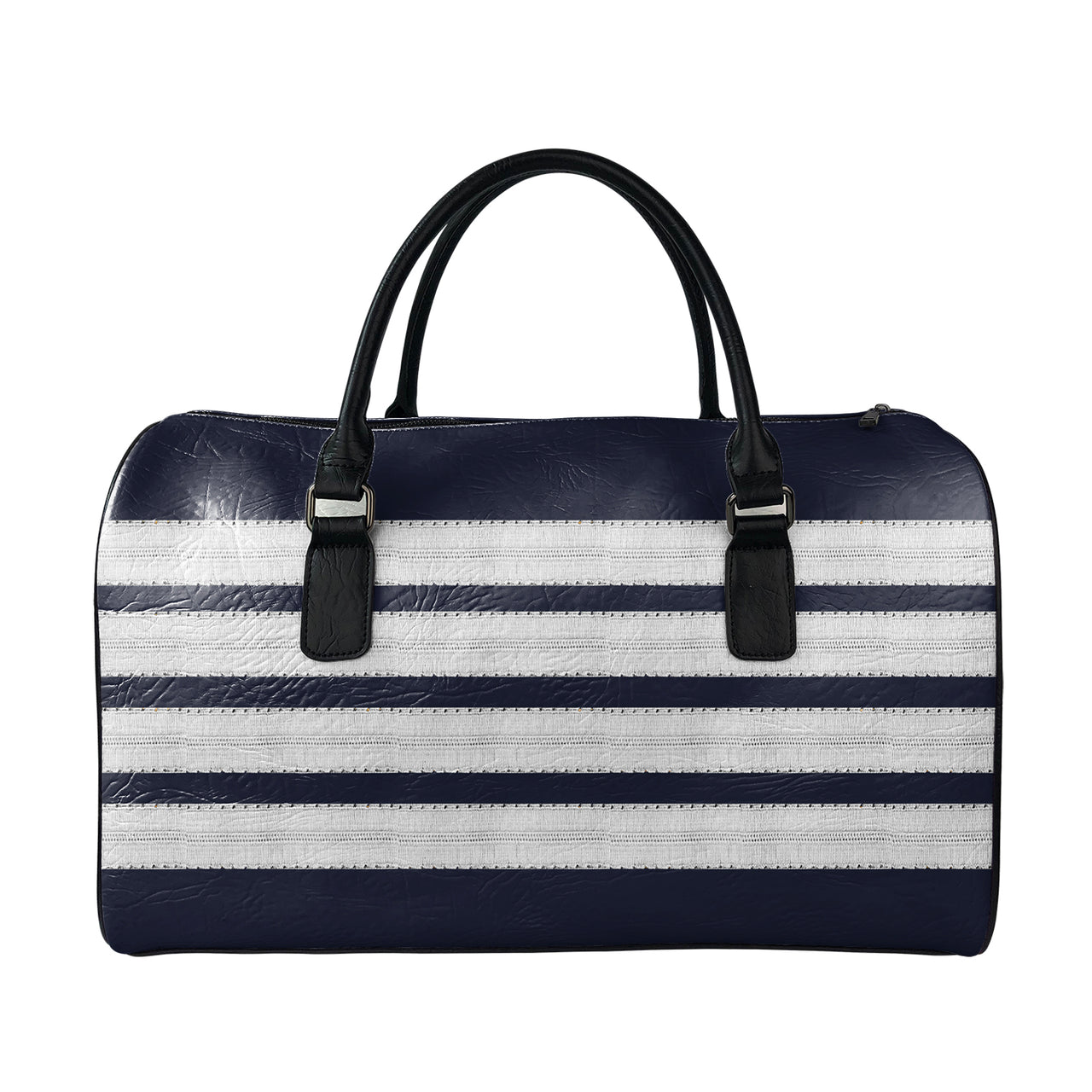 Name & Silver Pilot Epaulettes (4,3,2 Lines) Designed Leather Travel Bag