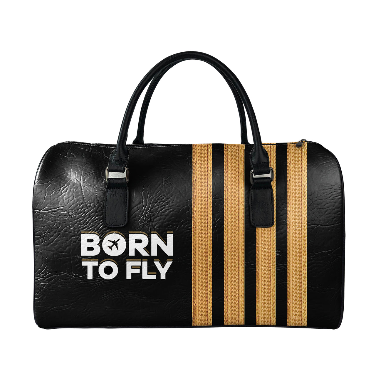 Born To Fly & Pilot Epaulettes (4,3,2 Lines) Designed Leather Travel Bag